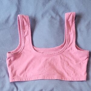 Arq Pink Cropped Sports Bras Organic Cotton Size L NWOT